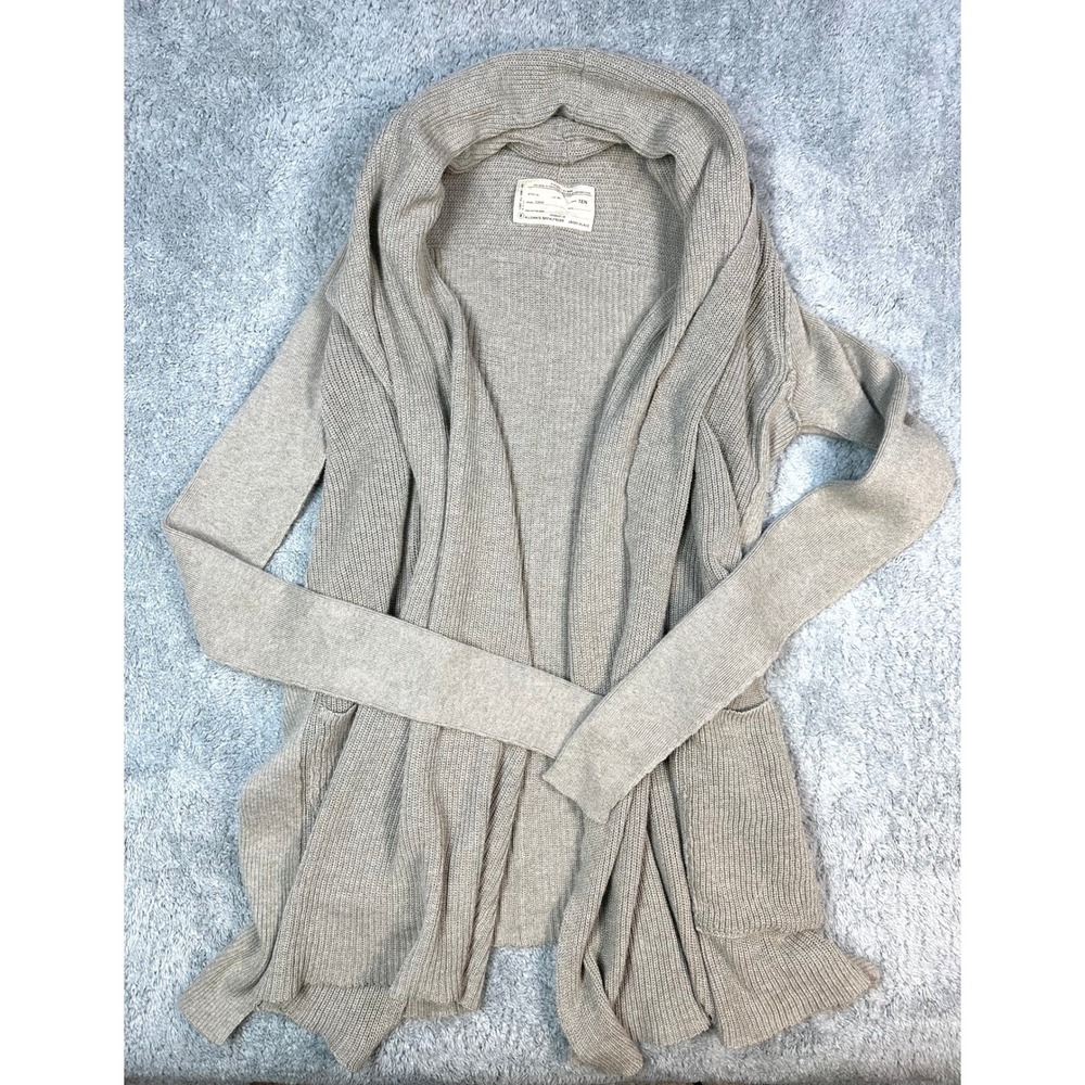 All Saints Beige Open-Front Ribbed Cardigan